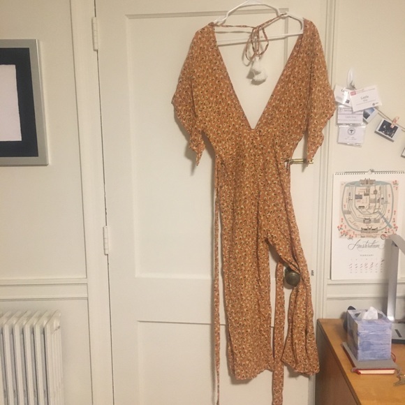 Faithfull the brand orange floral jumpsuit - Picture 4 of 4